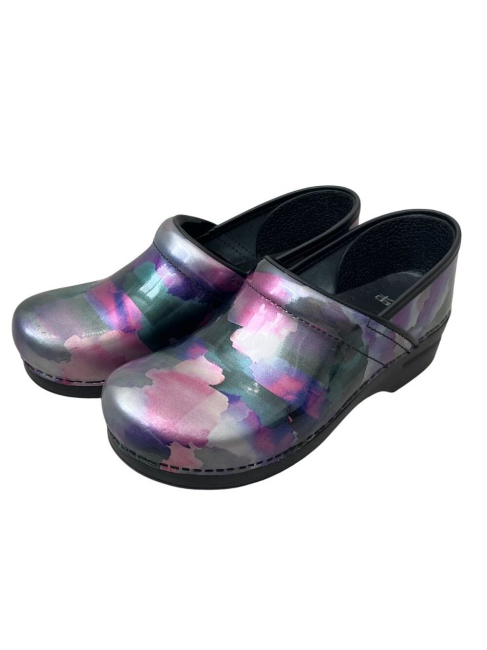 Dansko Professional Mystic Patent Watercolor Clogs Size 40